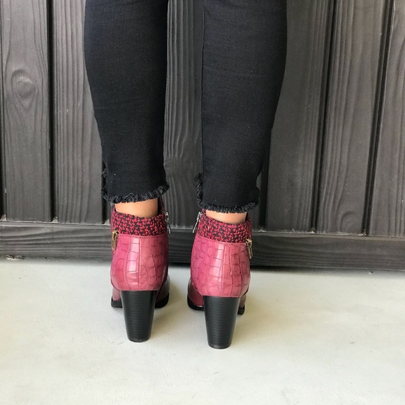 NIB Burnished Burgundy Flannel Ankle Boot - Picture 4 of 8